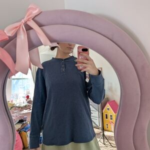 Wrangler Gray and Blue Long Sleeve Thermal Shirt Size Large